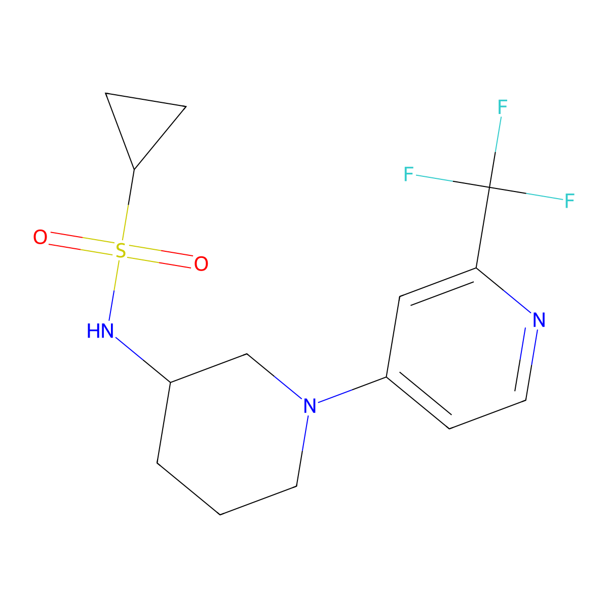 N-{1-[2-(trifluoromethyl)pyridin-4-yl]piperidin-3-yl}cyclopropanesulfonamide molecular structure, CAS 2640978-93-2