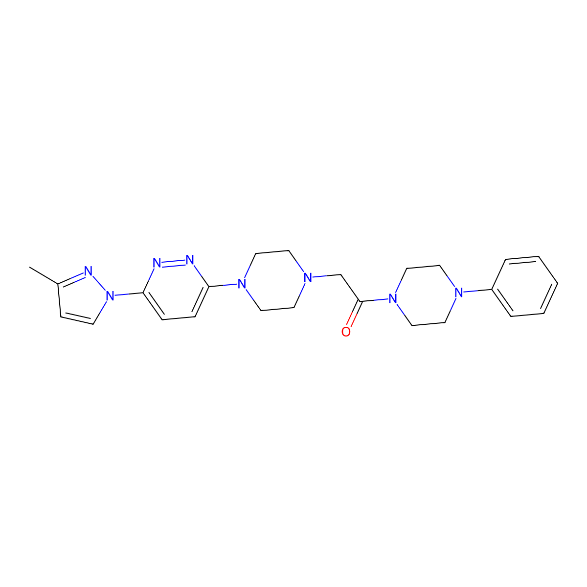 2-{4-[6-(3-methyl-1H-pyrazol-1-yl)pyridazin-3-yl]piperazin-1-yl}-1-(4-phenylpiperazin-1-yl)ethan-1-one molecular structure, CAS 2640979-03-7