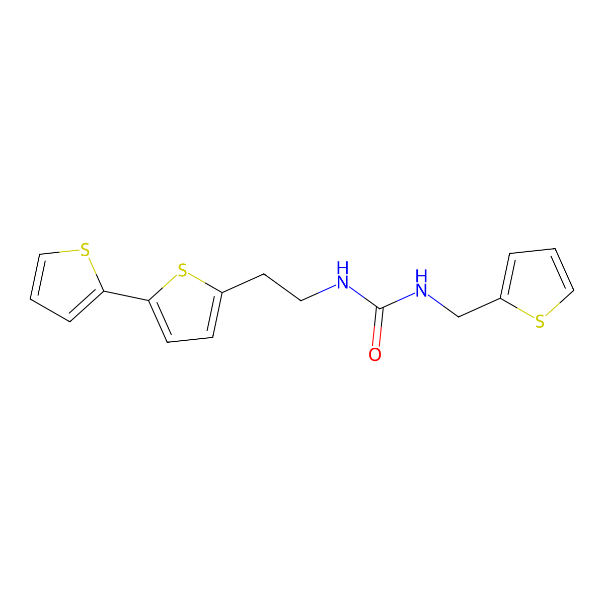 3-(2-{[2,2'-Bithiophene]-5-yl}ethyl)-1-[(thiophen-2-yl)methyl]urea molecular structure, CAS 2640979-19-5