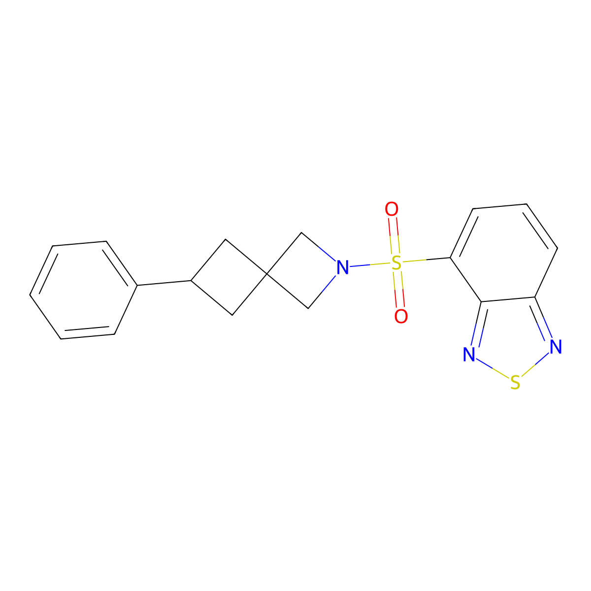 4-({6-Phenyl-2-azaspiro[3.3]heptan-2-yl}sulfonyl)-2,1,3-benzothiadiazole molecular structure, CAS 2640979-24-2