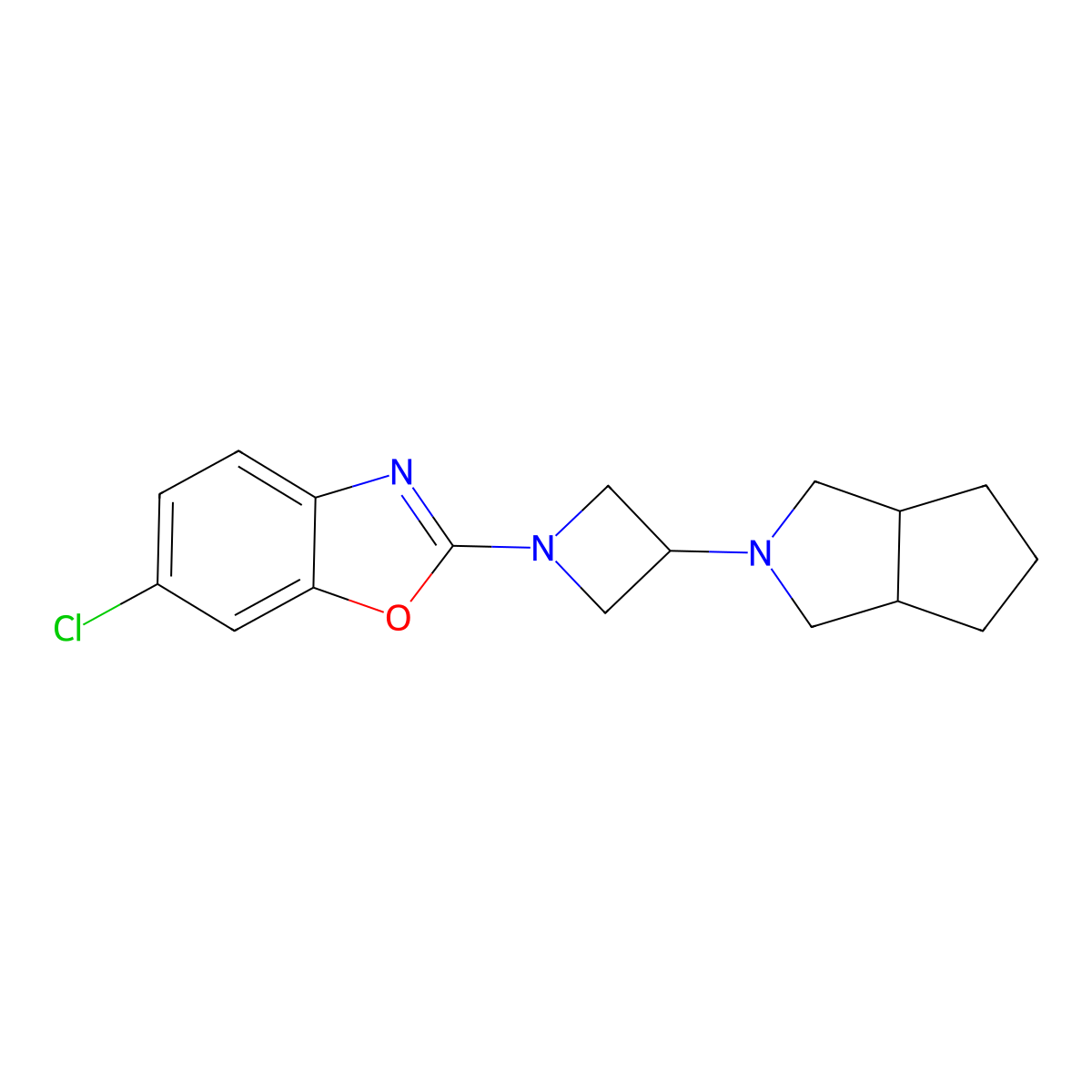 6-Chloro-2-(3-{octahydrocyclopenta[c]pyrrol-2-yl}azetidin-1-yl)-1,3-benzoxazole molecular structure, CAS 2640979-34-4