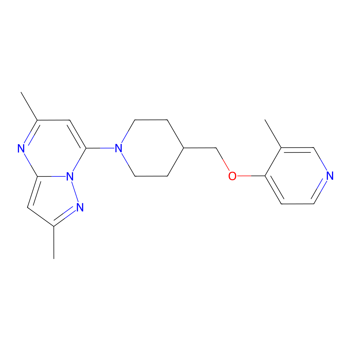 4-[(1-{2,5-Dimethylpyrazolo[1,5-a]pyrimidin-7-yl}piperidin-4-yl)methoxy]-3-methylpyridine molecular structure, CAS 2640979-38-8