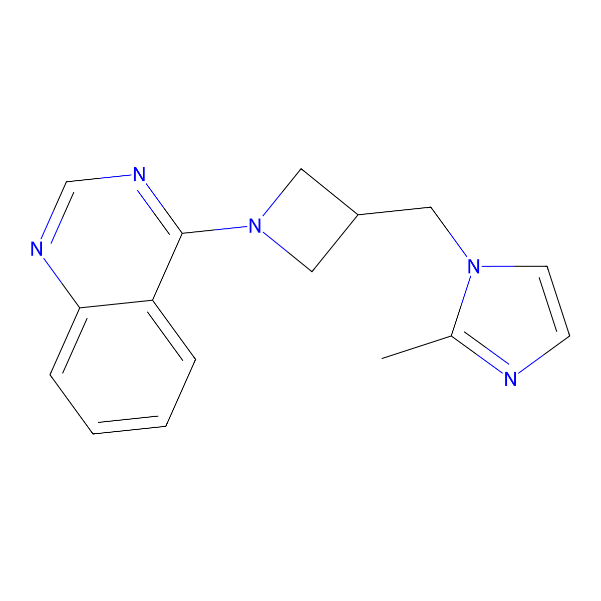 4-{3-[(2-methyl-1H-imidazol-1-yl)methyl]azetidin-1-yl}quinazoline molecular structure, CAS 2640979-44-6