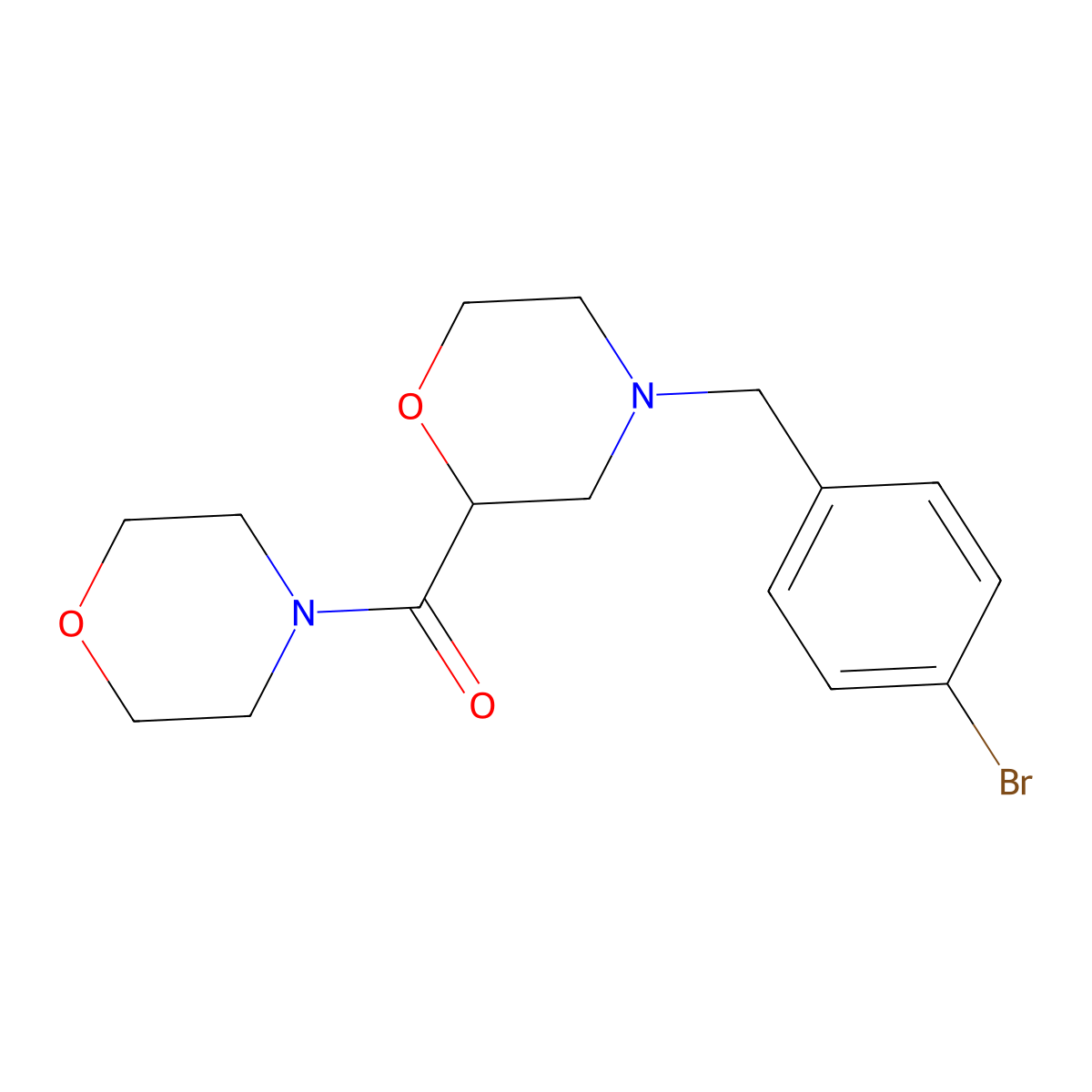 4-[(4-Bromophenyl)methyl]-2-(morpholine-4-carbonyl)morpholine molecular structure, CAS 2640979-45-7
