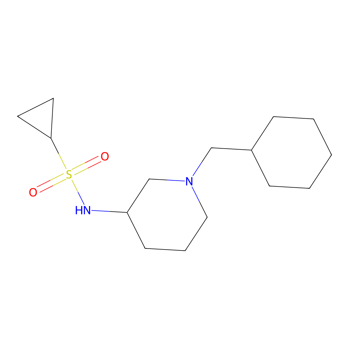 N-[1-(cyclohexylmethyl)piperidin-3-yl]cyclopropanesulfonamide molecular structure, CAS 2640979-47-9