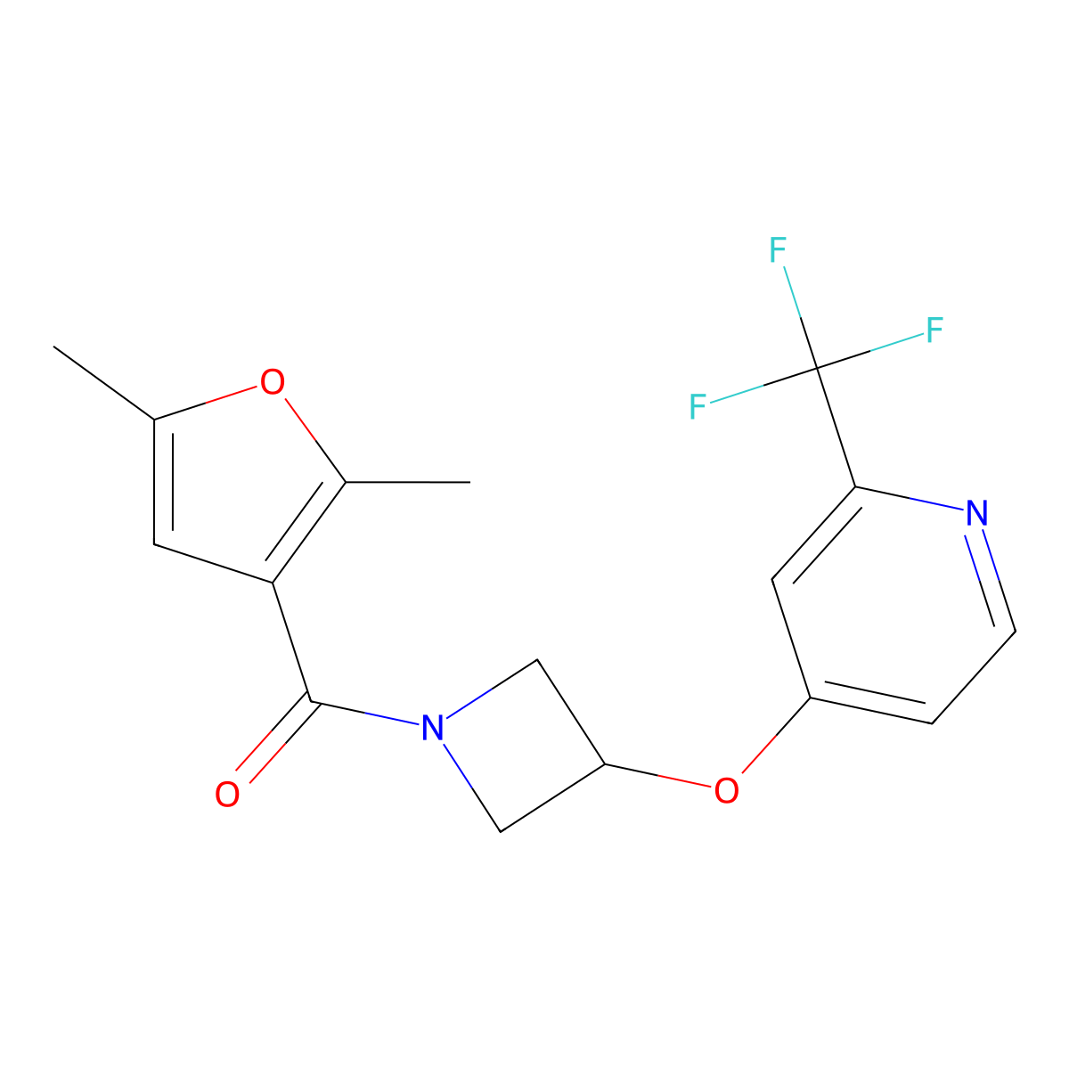4-{[1-(2,5-Dimethylfuran-3-carbonyl)azetidin-3-yl]oxy}-2-(trifluoromethyl)pyridine molecular structure, CAS 2640979-52-6
