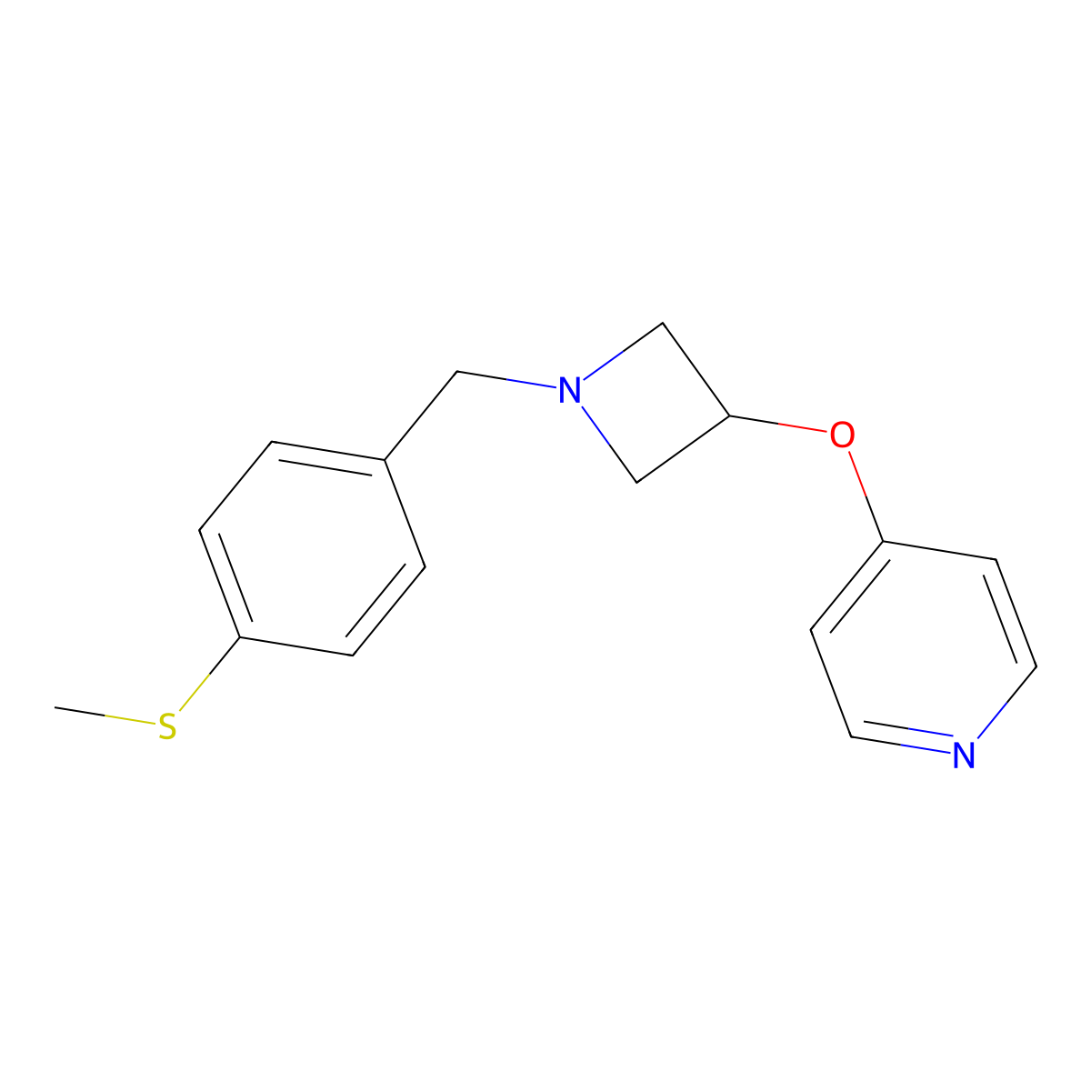 4-[(1-{[4-(Methylsulfanyl)phenyl]methyl}azetidin-3-yl)oxy]pyridine molecular structure, CAS 2640979-53-7