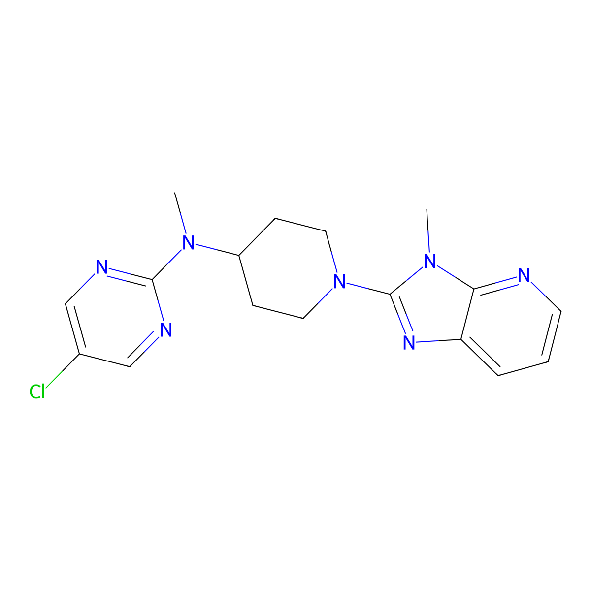 5-chloro-N-methyl-N-(1-{3-methyl-3H-imidazo[4,5-b]pyridin-2-yl}piperidin-4-yl)pyrimidin-2-amine molecular structure, CAS 2640979-54-8