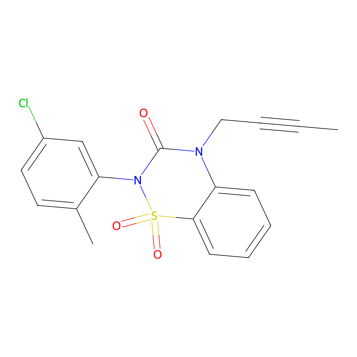 4-But-2-ynyl-2-(5-chloro-2-methylphenyl)-1,1-dioxo-1lambda6,2,4-benzothiadiazin-3-one molecular structure, CAS 2640979-59-3