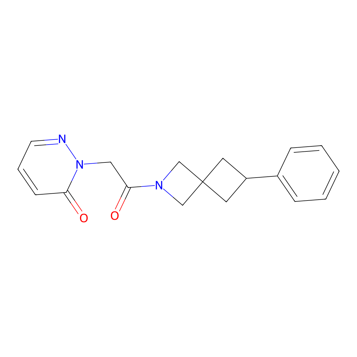 2-(2-Oxo-2-{6-phenyl-2-azaspiro[3.3]heptan-2-yl}ethyl)-2,3-dihydropyridazin-3-one molecular structure, CAS 2640979-61-7