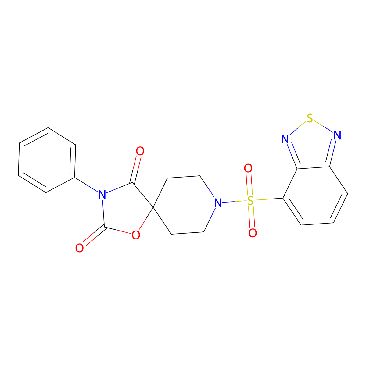 8-(2,1,3-Benzothiadiazole-4-sulfonyl)-3-phenyl-1-oxa-3,8-diazaspiro[4.5]decane-2,4-dione molecular structure, CAS 2640979-65-1