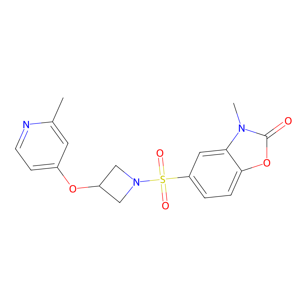 3-Methyl-5-({3-[(2-methylpyridin-4-yl)oxy]azetidin-1-yl}sulfonyl)-2,3-dihydro-1,3-benzoxazol-2-one molecular structure, CAS 2640979-67-3