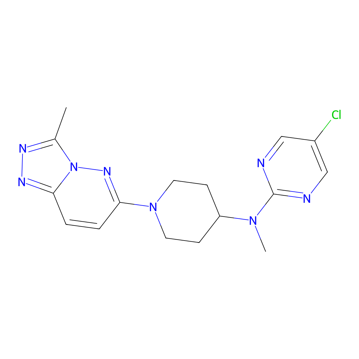 5-chloro-N-methyl-N-(1-{3-methyl-[1,2,4]triazolo[4,3-b]pyridazin-6-yl}piperidin-4-yl)pyrimidin-2-amine molecular structure, CAS 2640979-69-5