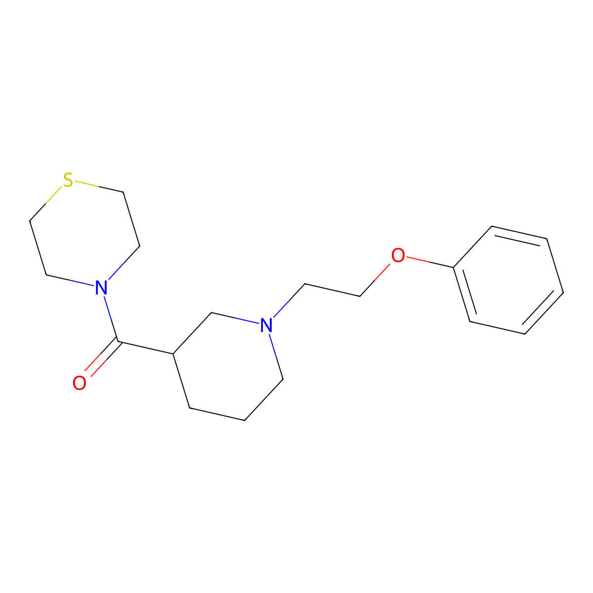 4-[1-(2-Phenoxyethyl)piperidine-3-carbonyl]thiomorpholine molecular structure, CAS 2640979-72-0