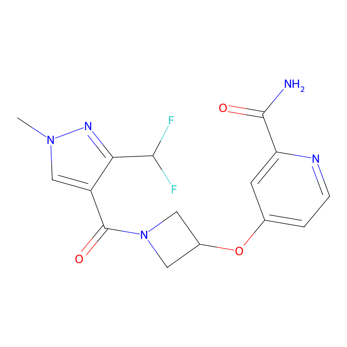 4-({1-[3-(difluoromethyl)-1-methyl-1H-pyrazole-4-carbonyl]azetidin-3-yl}oxy)pyridine-2-carboxamide molecular structure, CAS 2640979-74-2