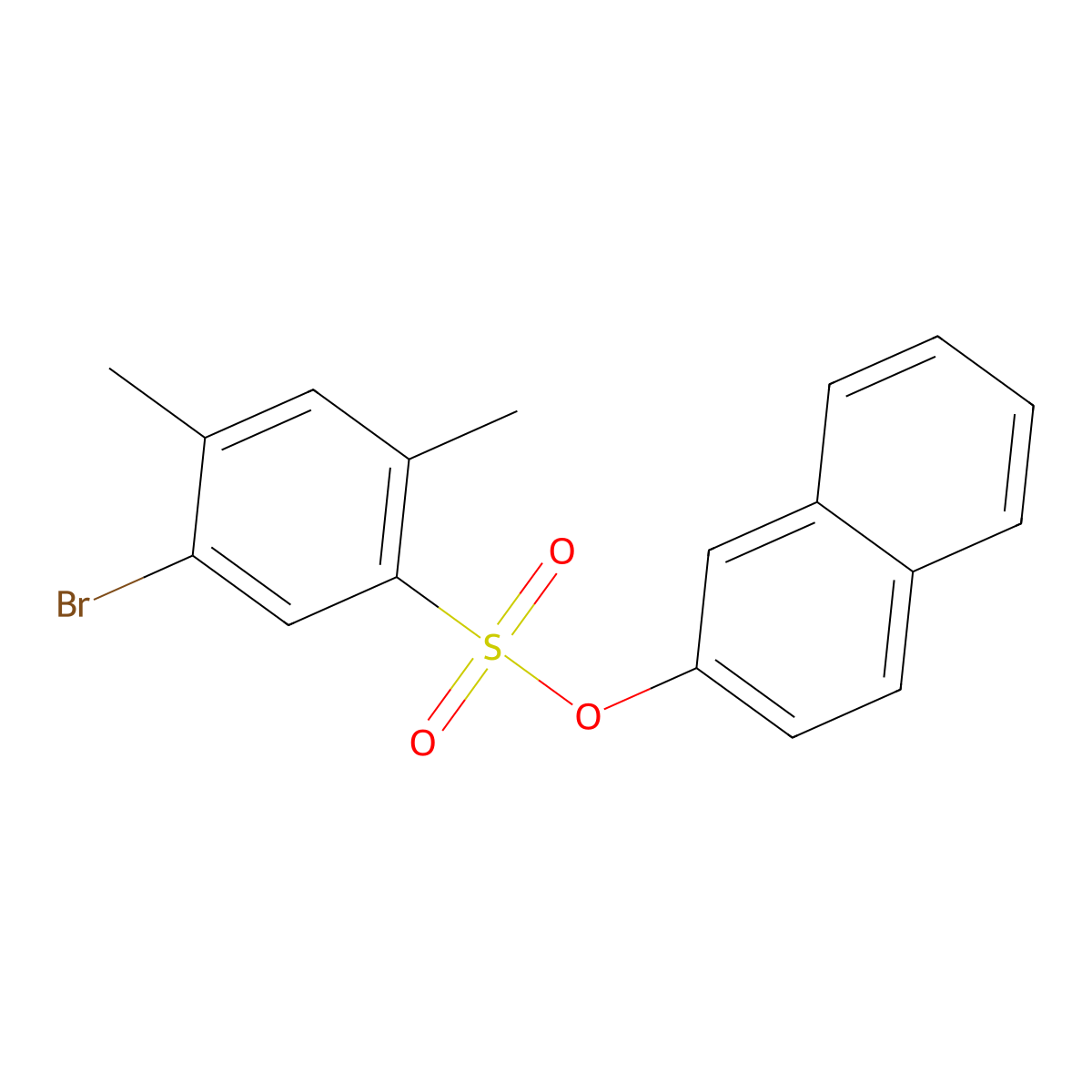 Naphthalen-2-yl 5-bromo-2,4-dimethylbenzene-1-sulfonate molecular structure, CAS 2640979-90-2