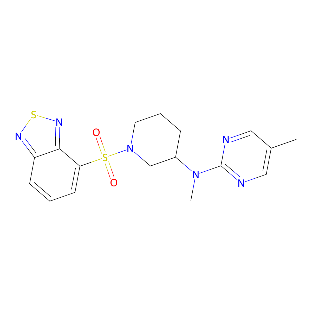 N-[1-(2,1,3-benzothiadiazole-4-sulfonyl)piperidin-3-yl]-N,5-dimethylpyrimidin-2-amine molecular structure, CAS 2640979-92-4