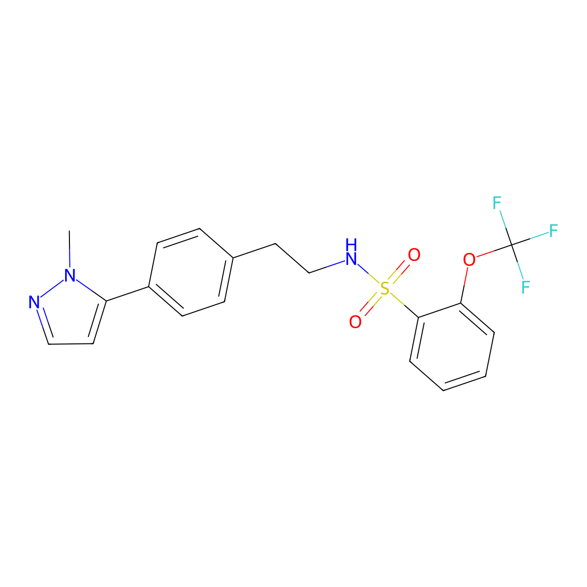 N-{2-[4-(1-methyl-1H-pyrazol-5-yl)phenyl]ethyl}-2-(trifluoromethoxy)benzene-1-sulfonamide molecular structure, CAS 2640980-02-3