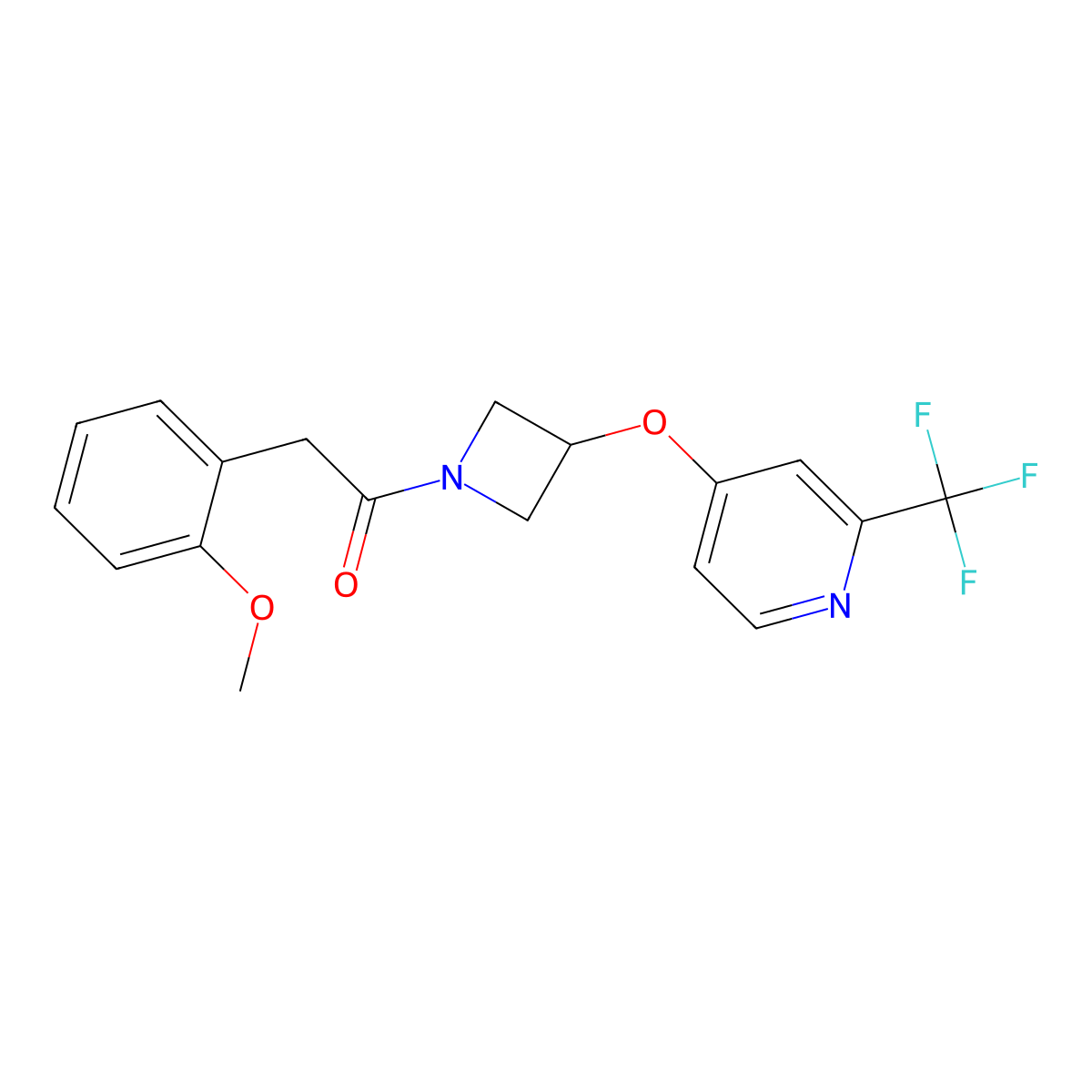 2-(2-Methoxyphenyl)-1-(3-{[2-(trifluoromethyl)pyridin-4-yl]oxy}azetidin-1-yl)ethan-1-one molecular structure, CAS 2640980-06-7