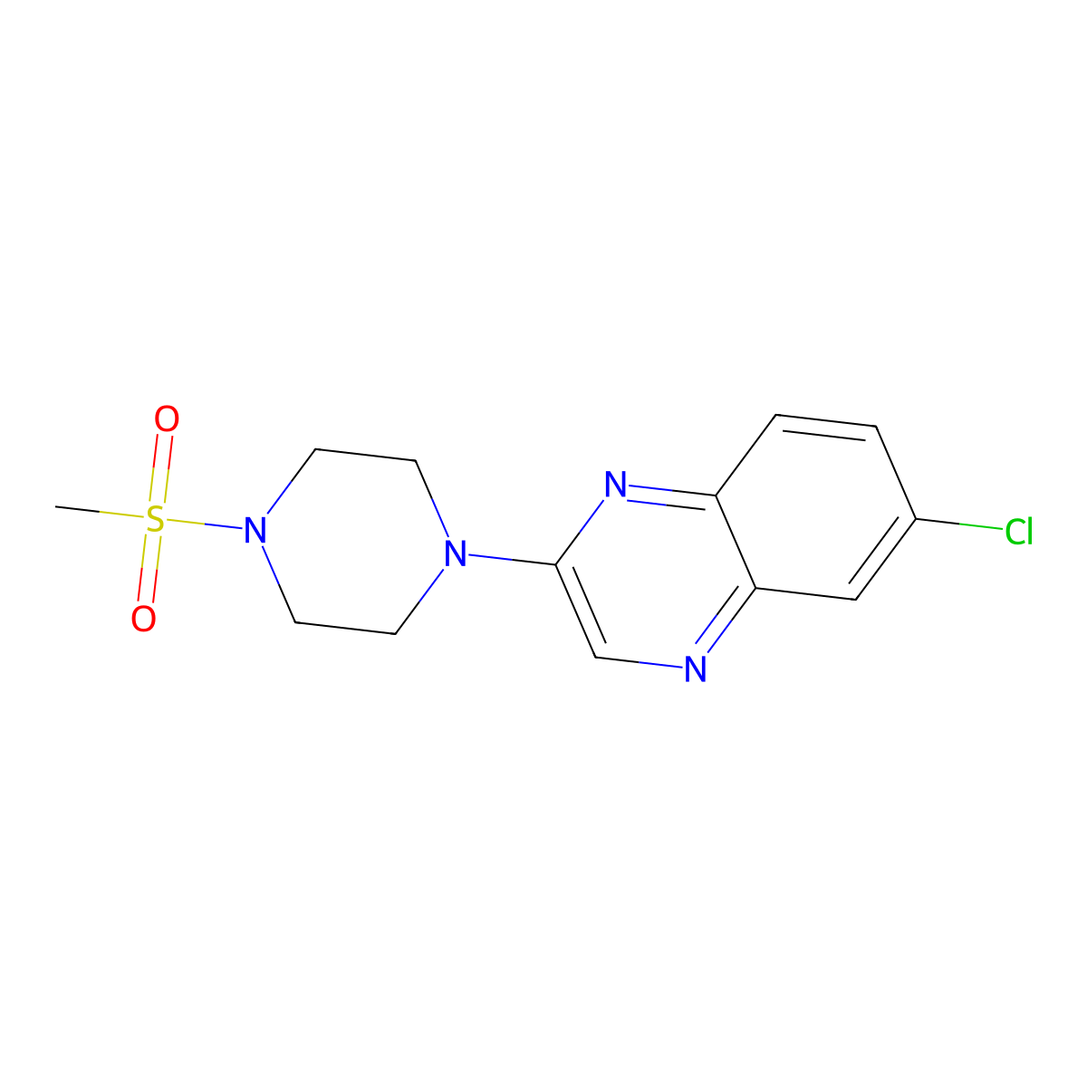 6-Chloro-2-(4-methanesulfonylpiperazin-1-yl)quinoxaline molecular structure, CAS 2640980-07-8