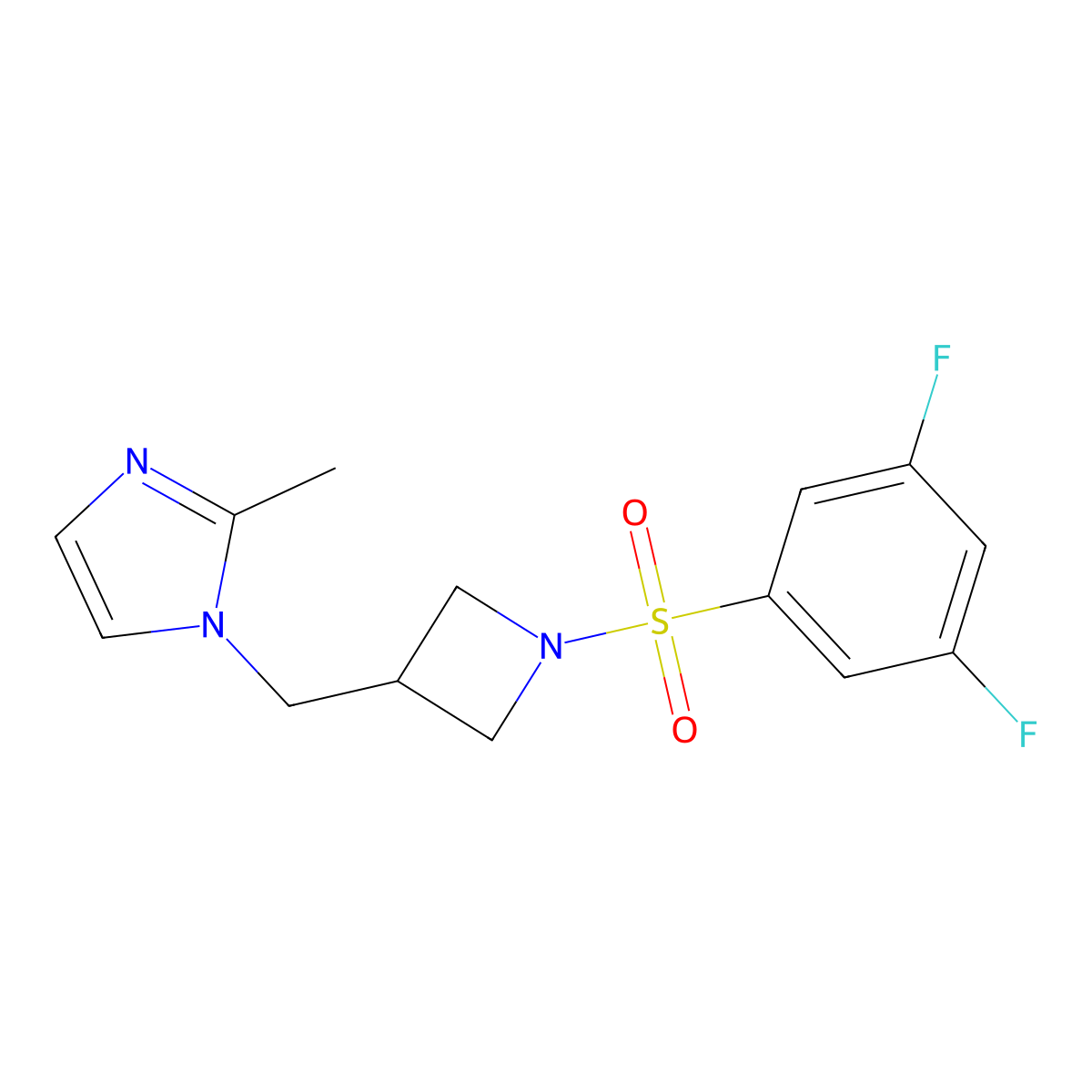 1-{[1-(3,5-difluorobenzenesulfonyl)azetidin-3-yl]methyl}-2-methyl-1H-imidazole molecular structure, CAS 2640980-09-0