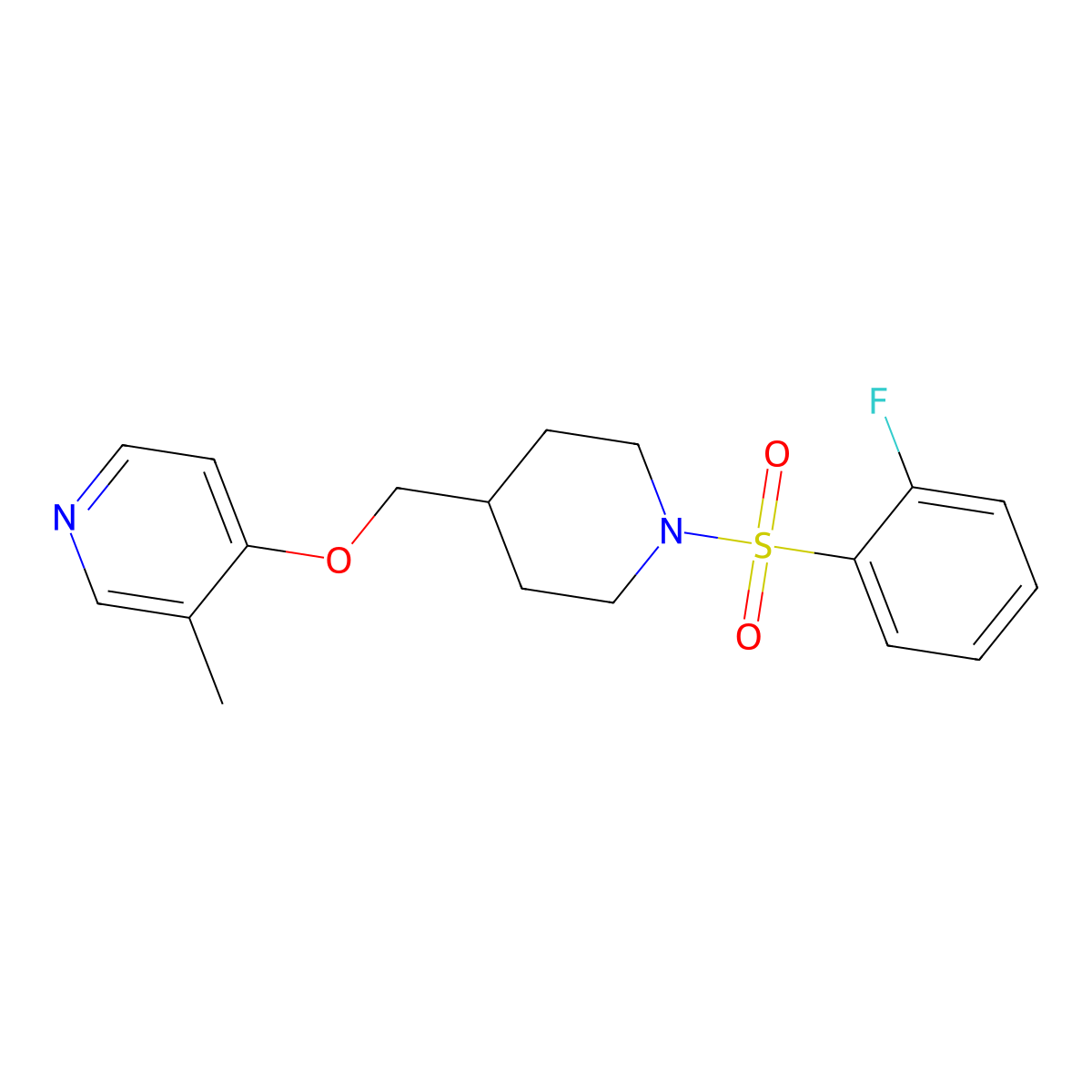 4-{[1-(2-Fluorobenzenesulfonyl)piperidin-4-yl]methoxy}-3-methylpyridine molecular structure, CAS 2640980-18-1