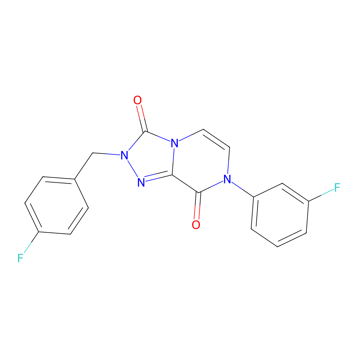 7-(3-fluorophenyl)-2-[(4-fluorophenyl)methyl]-2H,3H,7H,8H-[1,2,4]triazolo[4,3-a]pyrazine-3,8-dione molecular structure, CAS 2640980-23-8