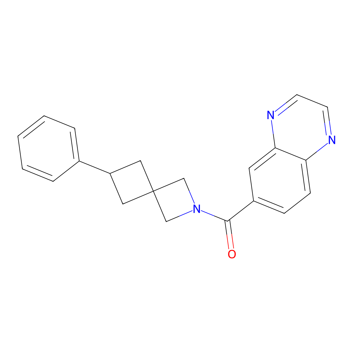 6-{6-Phenyl-2-azaspiro[3.3]heptane-2-carbonyl}quinoxaline molecular structure, CAS 2640980-25-0
