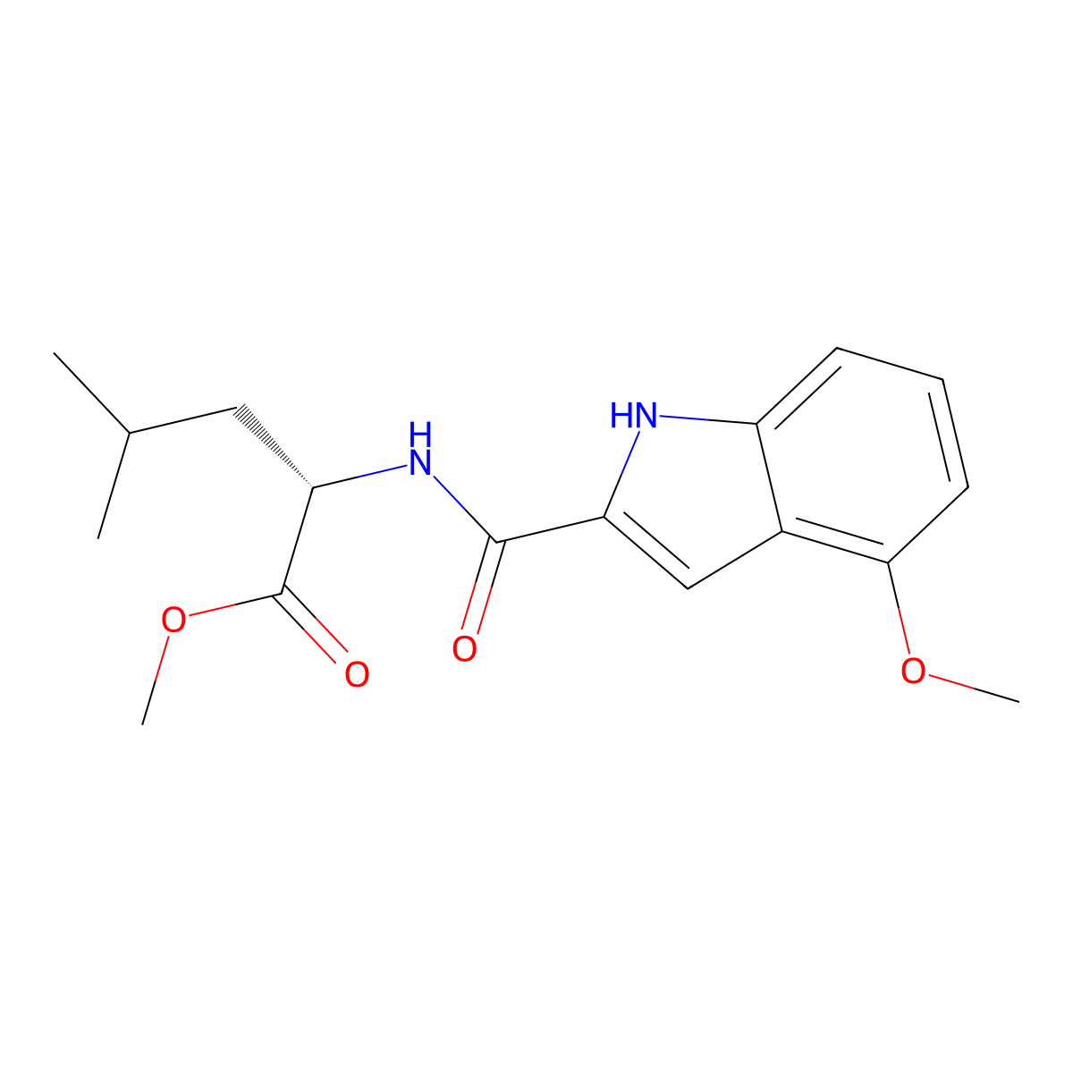 methyl (2S)-2-[(4-methoxy-1H-indol-2-yl)formamido]-4-methylpentanoate molecular structure, CAS 2640981-14-0