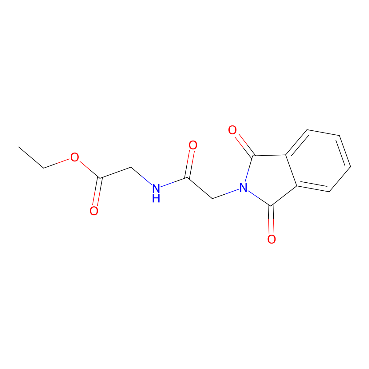 Ethyl 2-(2-(1,3-dioxoisoindolin-2-yl)acetamido)acetate molecular structure, CAS 2641-02-3