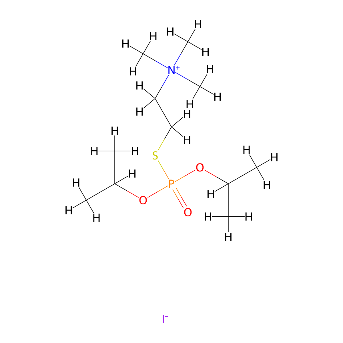 Diisopropylphosphorylthiocholine iodide molecular structure, CAS 2641-06-7
