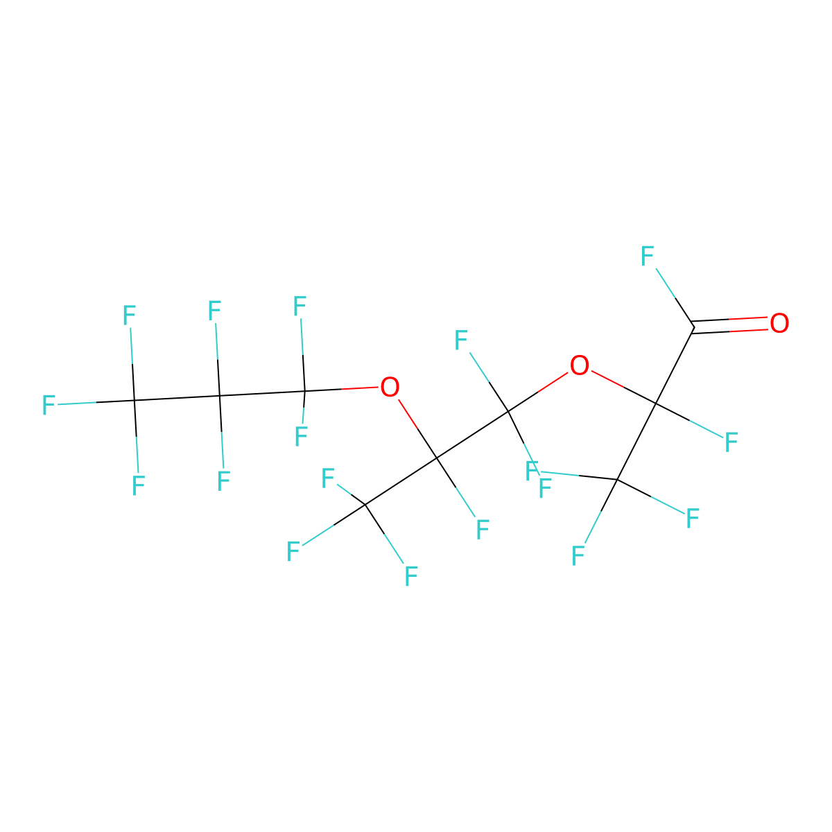 Hexafluoropropene oxide trimer molecular structure, CAS 2641-34-1