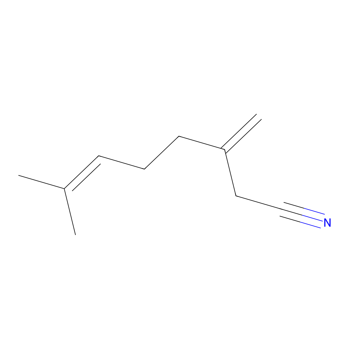 6-Octenenitrile, 7-methyl-3-methylene- molecular structure, CAS 26410-85-5