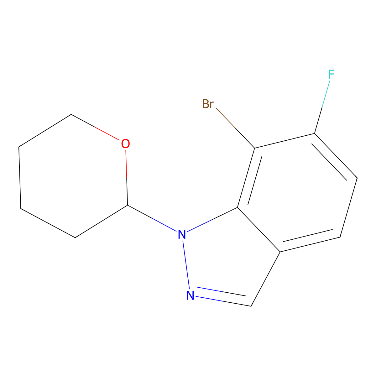7-Bromo-6-fluoro-1-(tetrahydro-2H-pyran-2-yl)-1H-indazole molecular structure, CAS 2641028-99-9