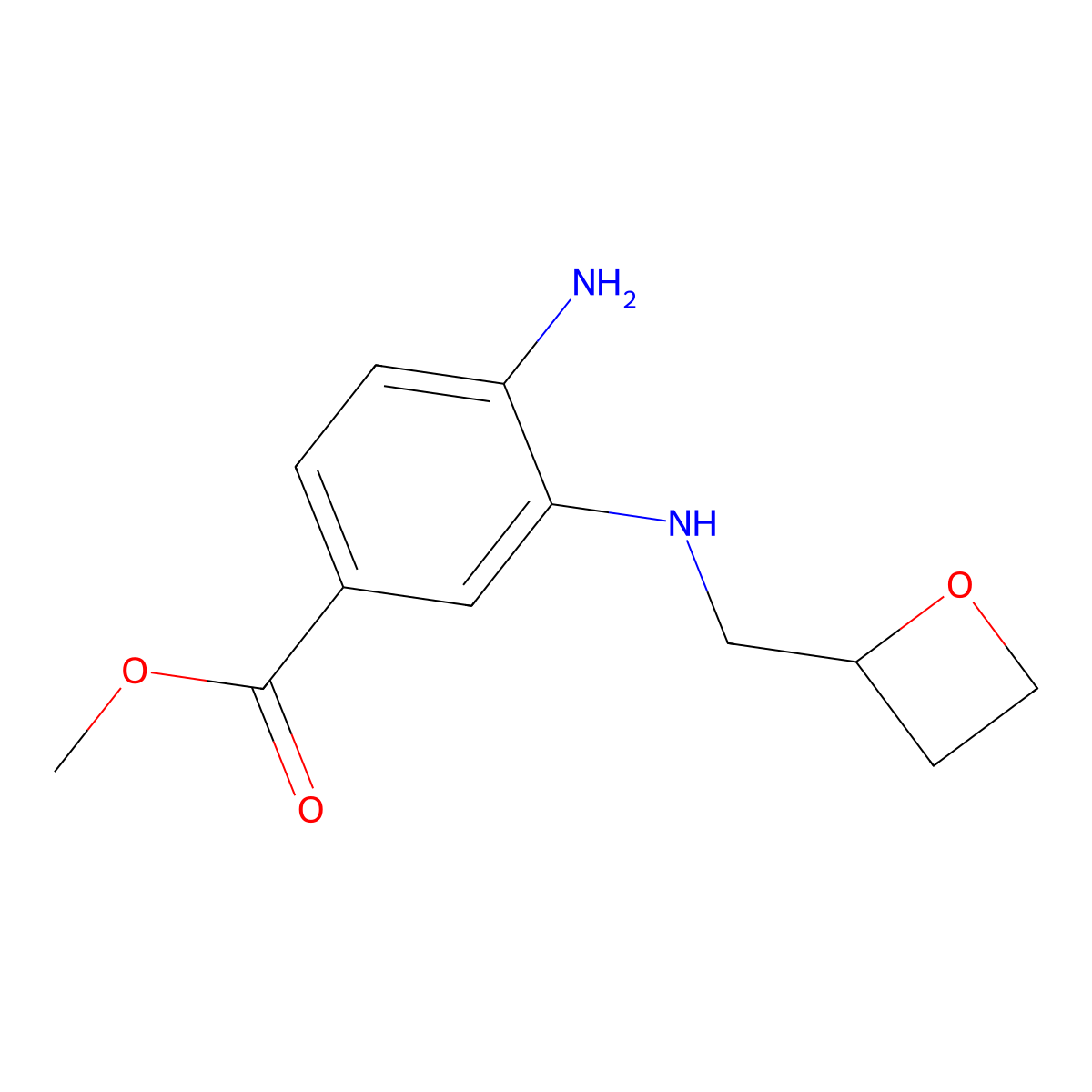 Methyl 4-amino-3-((oxetan-2-ylmethyl)amino)benzoate molecular structure, CAS 2641112-88-9