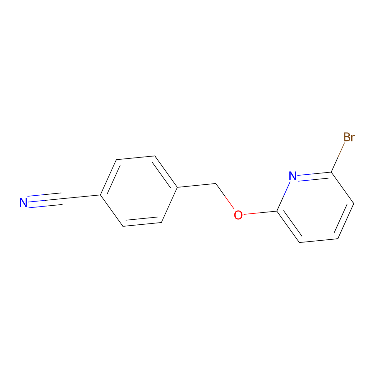 4-[[(6-Bromopyridin-2-yl)oxy]methyl]benzonitrile molecular structure, CAS 2641113-23-5