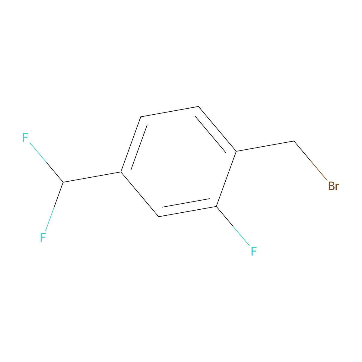 1-(Bromomethyl)-4-(difluoromethyl)-2-fluorobenzene molecular structure, CAS 2641114-14-7