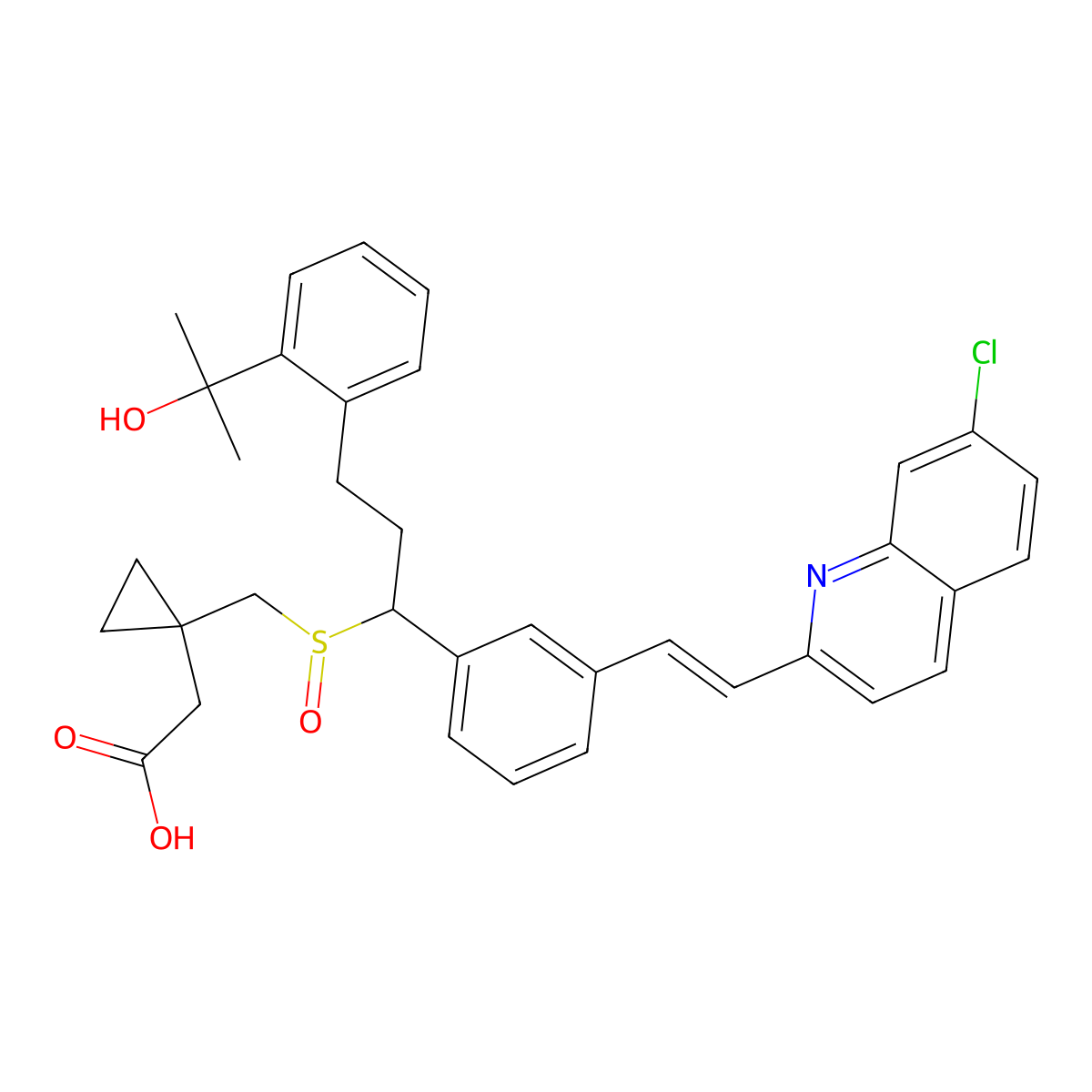 1-[[[1-[3-[2-(7-Chloro-2-quinolinyl)ethenyl]-phenyl]-3-[2-(1-hydroxy-1-methylethyl)phenyl]propyl]sulfinyl]methyl]cyclopropane acetic acid molecular structure, CAS 2641214-96-0