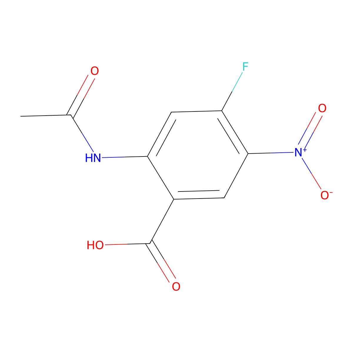 2-Acetamido-4-fluoro-5-nitrobenzoic acid molecular structure, CAS 2641263-21-8