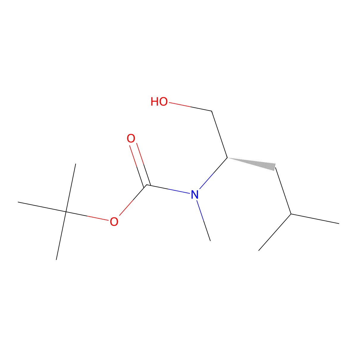 tert-butyl N-[(2S)-1-hydroxy-4-methylpentan-2-yl]-N-methylcarbamate molecular structure, CAS 264128-50-9