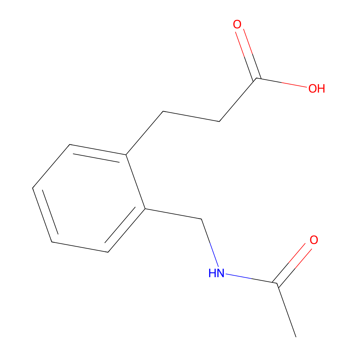 3-[2-(Acetamidomethyl)phenyl]propanoic acid molecular structure, CAS 2641354-98-3