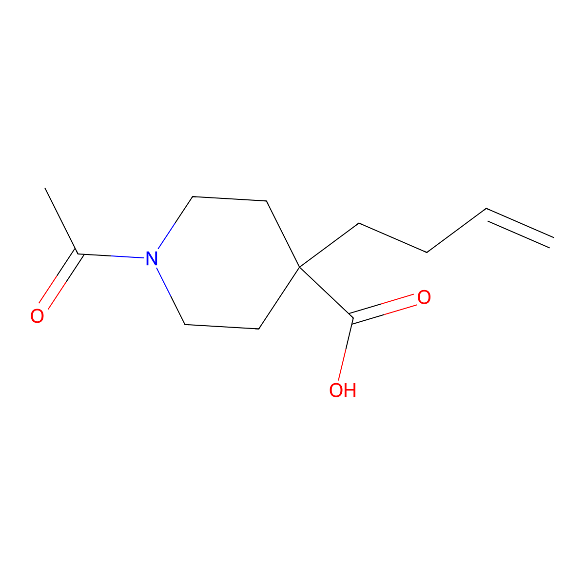 1-Acetyl-4-(but-3-en-1-yl)piperidine-4-carboxylic acid molecular structure, CAS 2641371-65-3