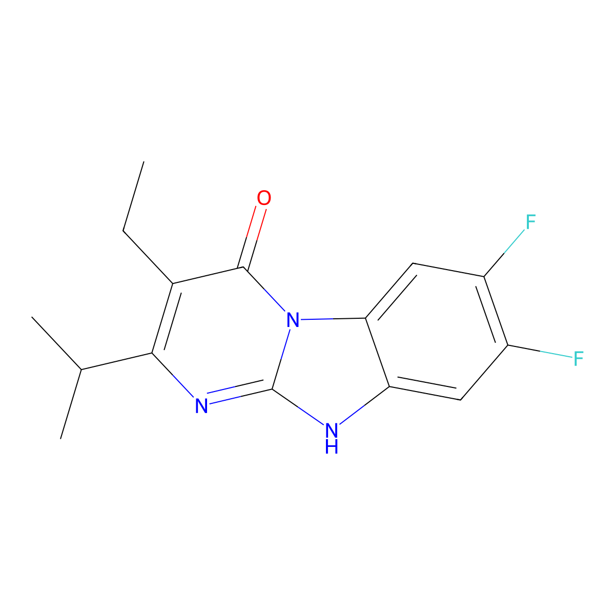 3-ethyl-7,8-difluoro-2-propan-2-yl-1H-pyrimido[1,2-a]benzimidazol-4-one molecular structure, CAS 2641397-91-1