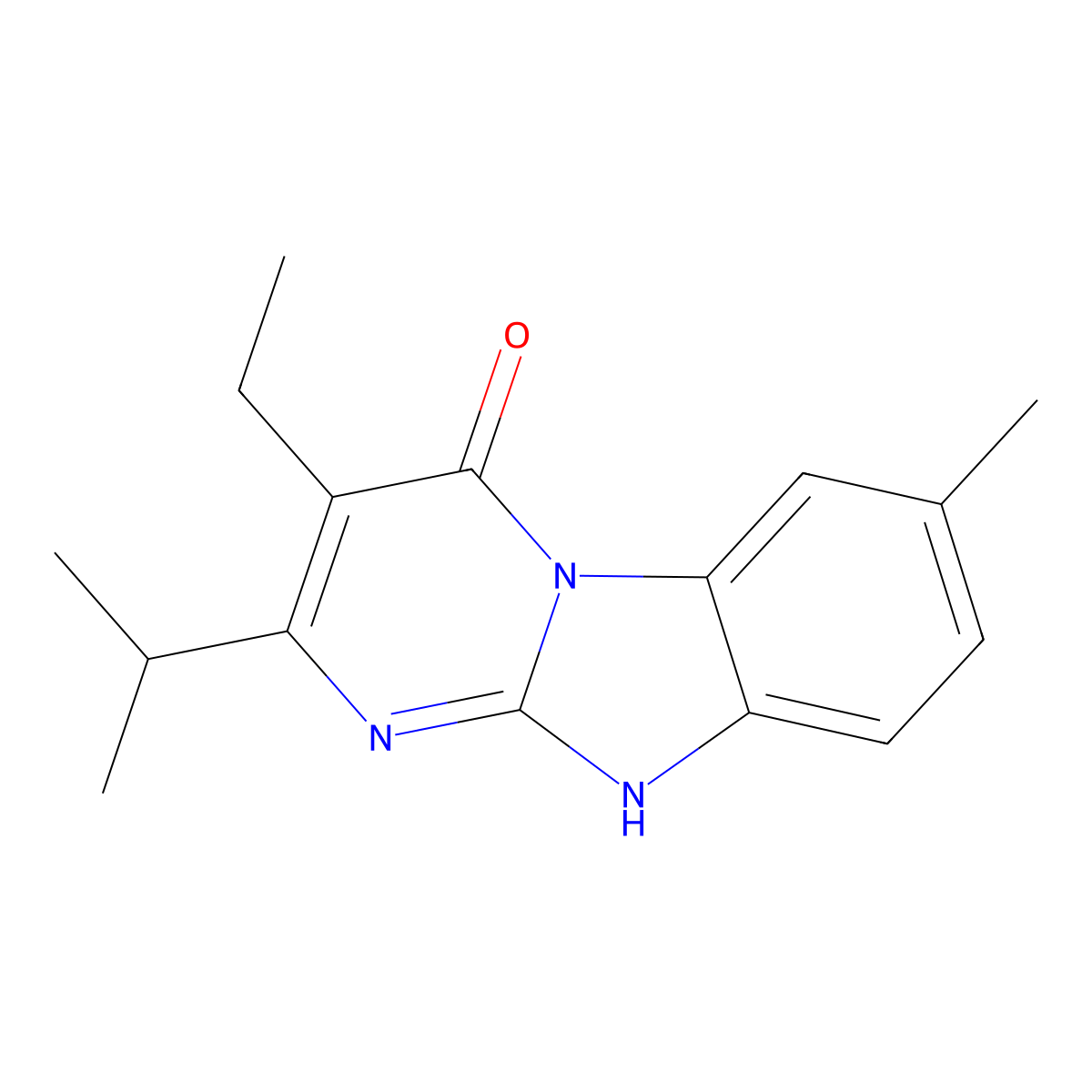 12-Ethyl-4-methyl-11-(propan-2-yl)-1,8,10-triazatricyclo[7.4.0.0,2,7]trideca-2,4,6,8,11-pentaen-13-one molecular structure, CAS 2641398-04-9