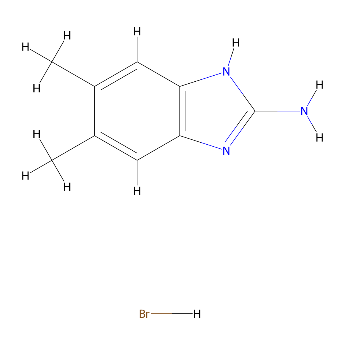 5,6-dimethyl-1H-1,3-benzodiazol-2-amine hydrobromide molecular structure, CAS 2641398-39-0
