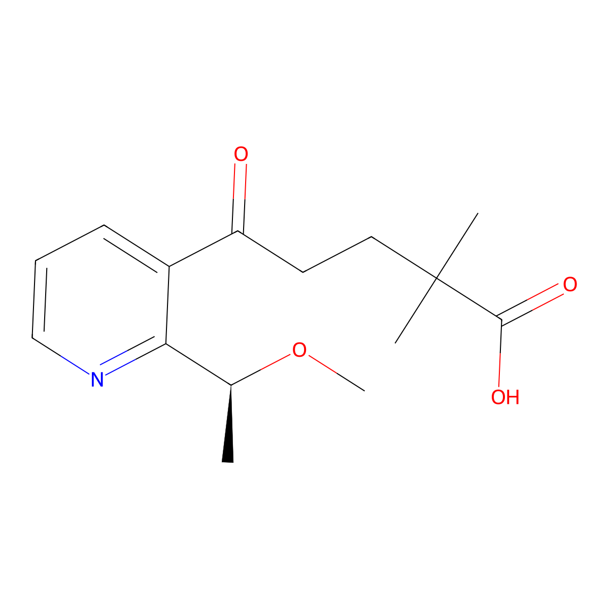 5-[2-((1S)-1-Methoxyethyl)pyridin-3-yl]-2,2-dimethyl-5-oxopentanoic acid molecular structure, CAS 2641451-48-9