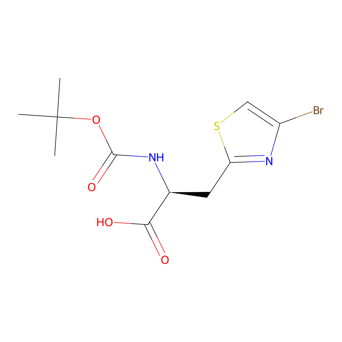 (S)-3-(4-bromothiazol-2-yl)-2-((tert-butoxycarbonyl)amino)propanoic acid molecular structure, CAS 2641451-74-1