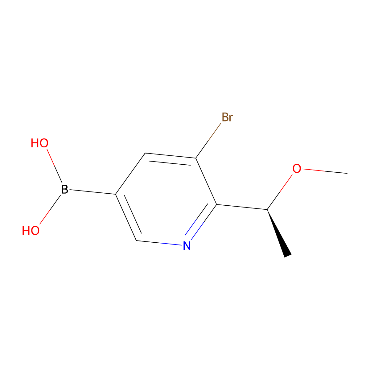 [5-bromo-6-[(1S)-1-methoxyethyl]-3-pyridyl]boronic acid molecular structure, CAS 2641451-77-4