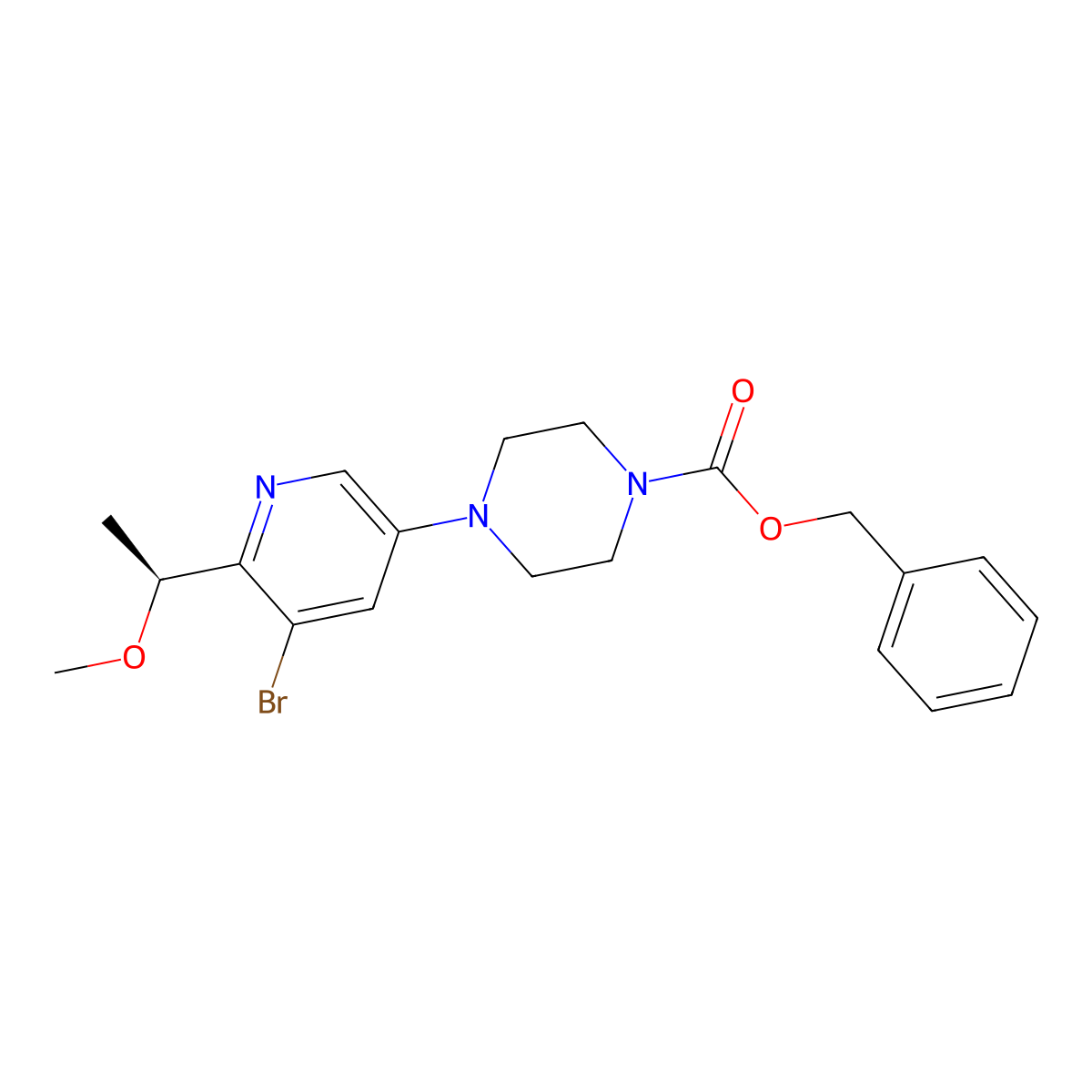 benzyl 4-[5-bromo-6-[(1S)-1-methoxyethyl]-3-pyridyl]piperazine-1-carboxylate molecular structure, CAS 2641451-78-5