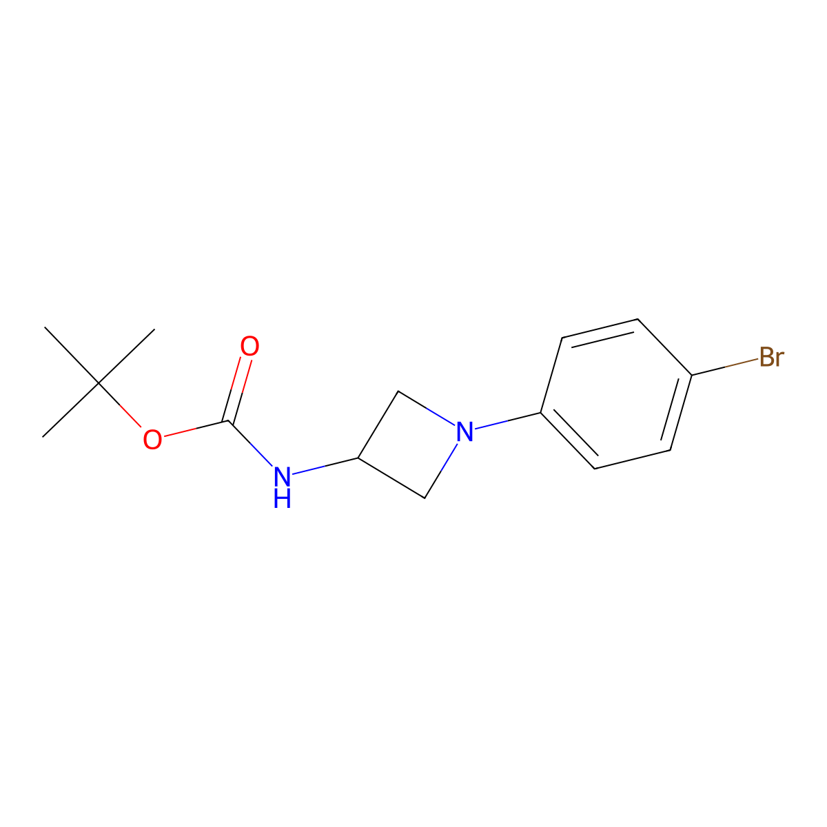 tert-butyl N-[1-(4-bromophenyl)azetidin-3-yl]carbamate molecular structure, CAS 2641466-78-4